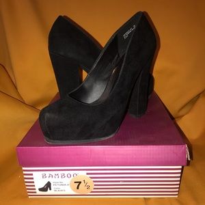 Bamboo suede black heels